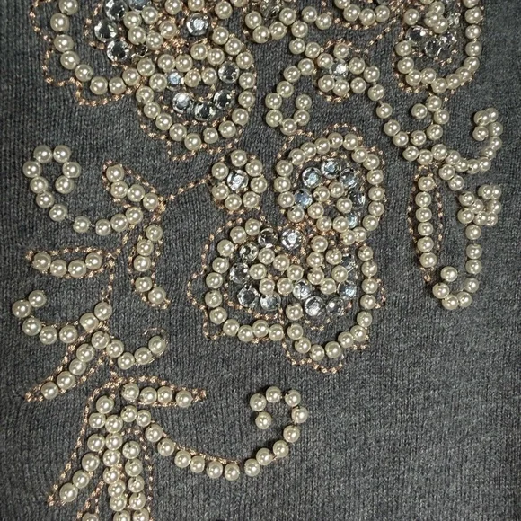 Gorgeous Embellished Gray Cardigan Sweater Anthropologie - Picture 11 of 16